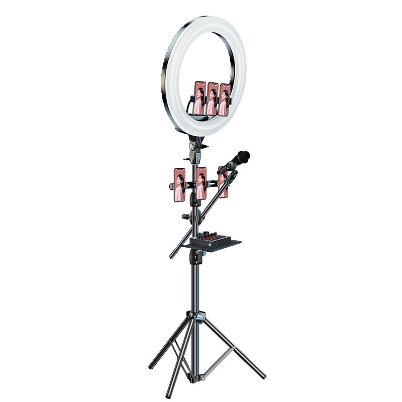 Photography With Mobile - 18 Zoll Live-Stream-Aufnahmelicht Beleuchtung Handy-Livestream-Halterung Beauty-LED-Fotografie-Licht