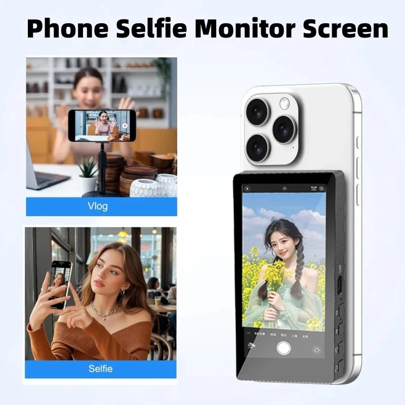 Photography With Mobile - Kabelloser Monitor Rückfahrkamera-Bildschirm Smartphone-Selfie-Magnetbildschirm für Vlog