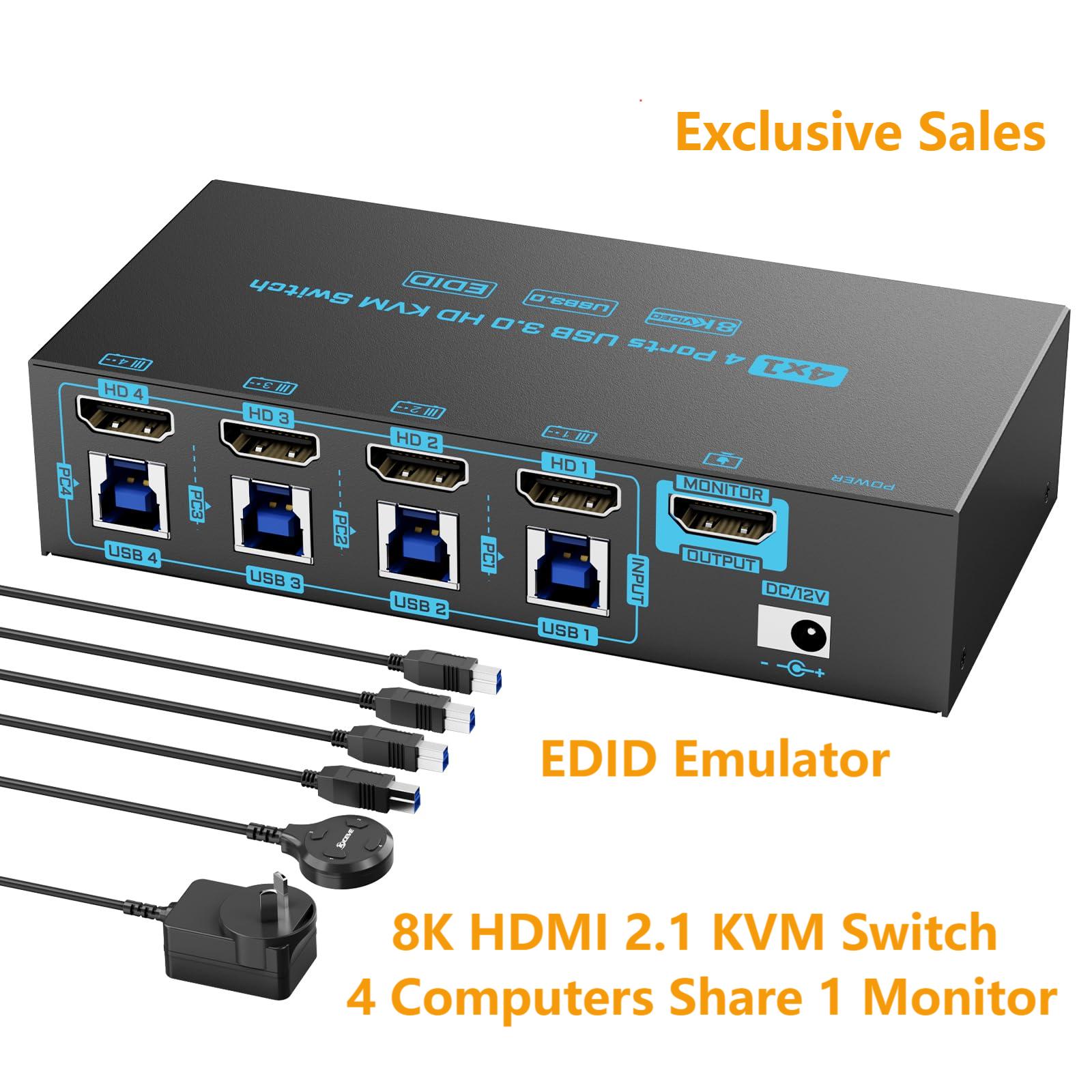 Photography With Mobile - 8K/4K HDMI KVM-Switch 4-Port USB3.0 8K@60Hz/4K@60Hz